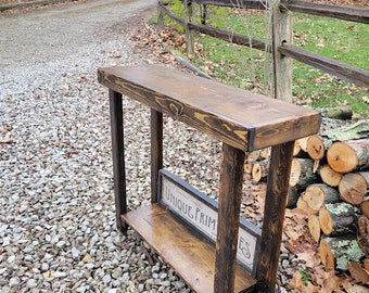 RUSTIC CONSOLE TABLE Entry Entryway Hall Sofa Table Coastal Farmhouse Custom Sizes Colors Heights Unique Primtiques Custom Woodworking