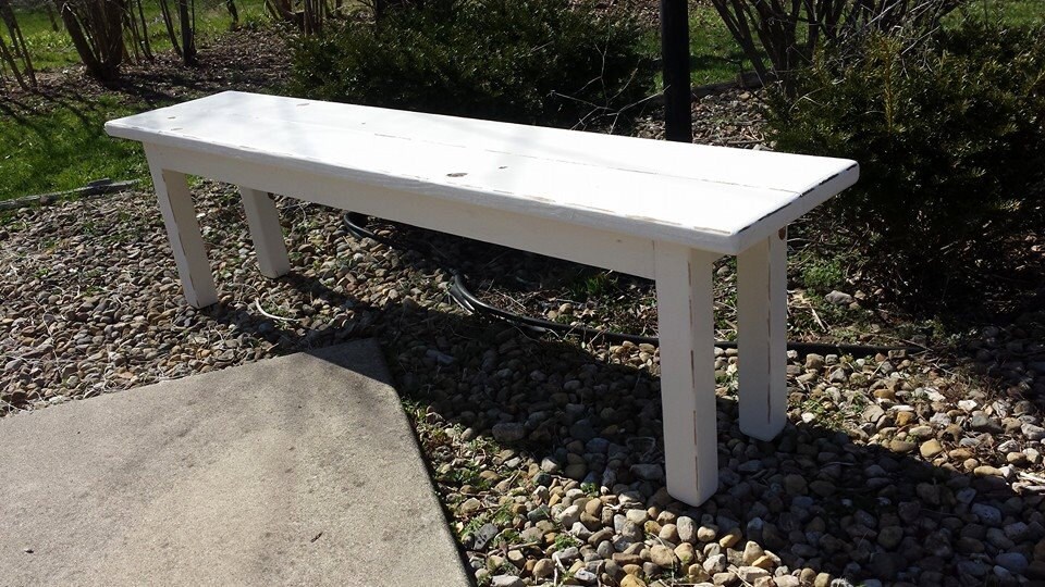 RUSTIC FARMHOUSE Wood BENCH Farm House 14x60x19 Distressed Dover White ...