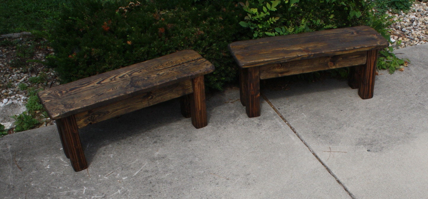 RUSTIC FARMHOUSE BENCH Lot Of Two Wooden Farm House Benches | Etsy