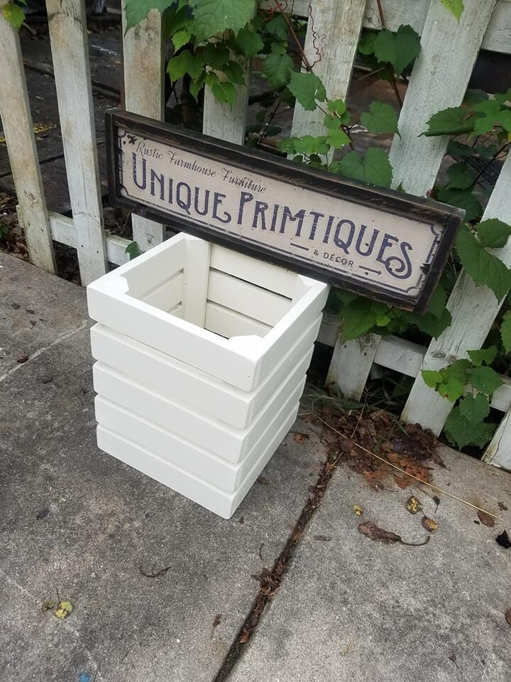 Two RUSTIC FARMHOUSE CRATES Reclaimed Salvaged Wood Wall Shelf Storage ...