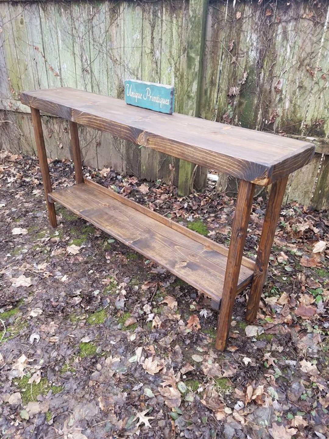 CONSOLE Media SOFA TABLE Dark Walnut Rustic Hall Entry Table 12x60x33 ...