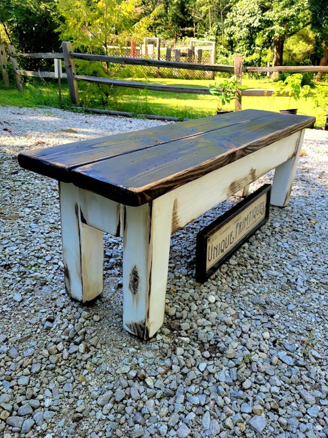 RUSTIC FARMHOUSE BENCH Farm House Indoor Outdoor Kitchen Dining Porch ...
