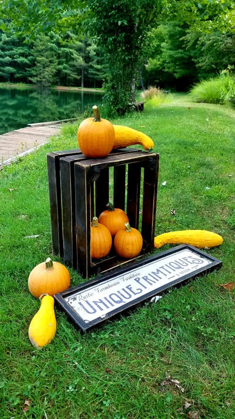 PRODUCE Farmhouse Harvest CRATE Rustic Reclaimed Wood Dark - Etsy