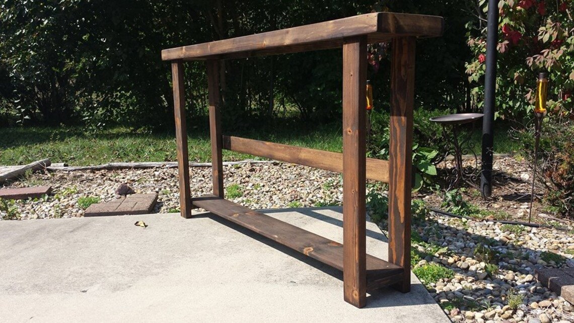 RUSTIC ENTRYWAY TABLE Entry Sofa Hall Console Accent Mud Room Dark ...