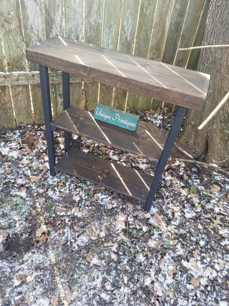 Rustic Reclaimed Wood SOFA Hall Console Table Book Shelf Dark Etsy