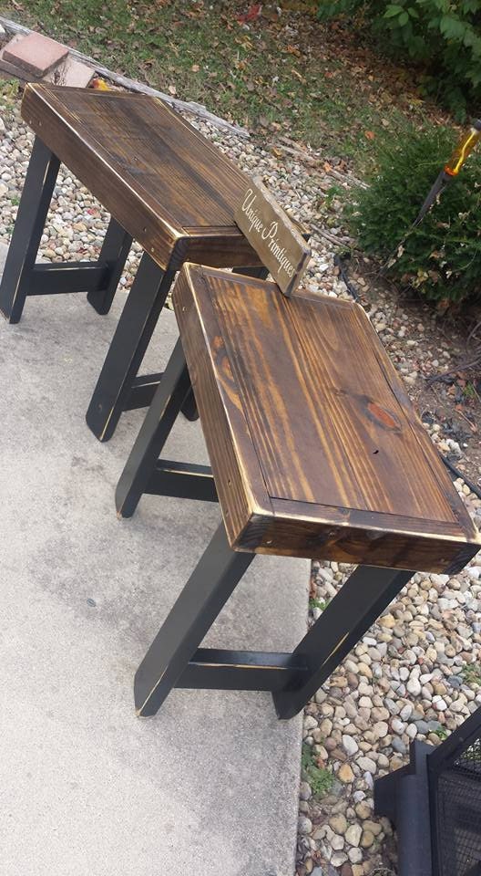 RUSTIC END TABLES Set Distressed Reclaimed Wood Speaker Accent | Etsy