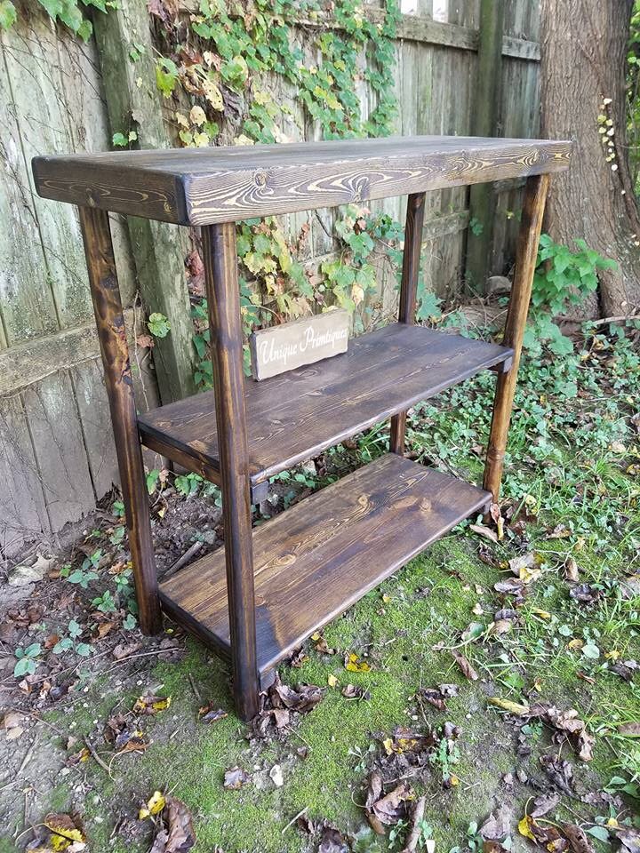 RUSTIC CONSOLE TABLE Bookcase Sofa Entryway Hall Entry Shelving Shelf ...