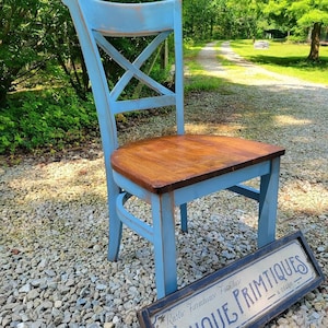 Beautiful Rustic Wood Malaysian Oak CHAIR Solid Wood X-Back Style Kitchen Dining Room Distressed Custom Colors Solid & Sturdy Unique