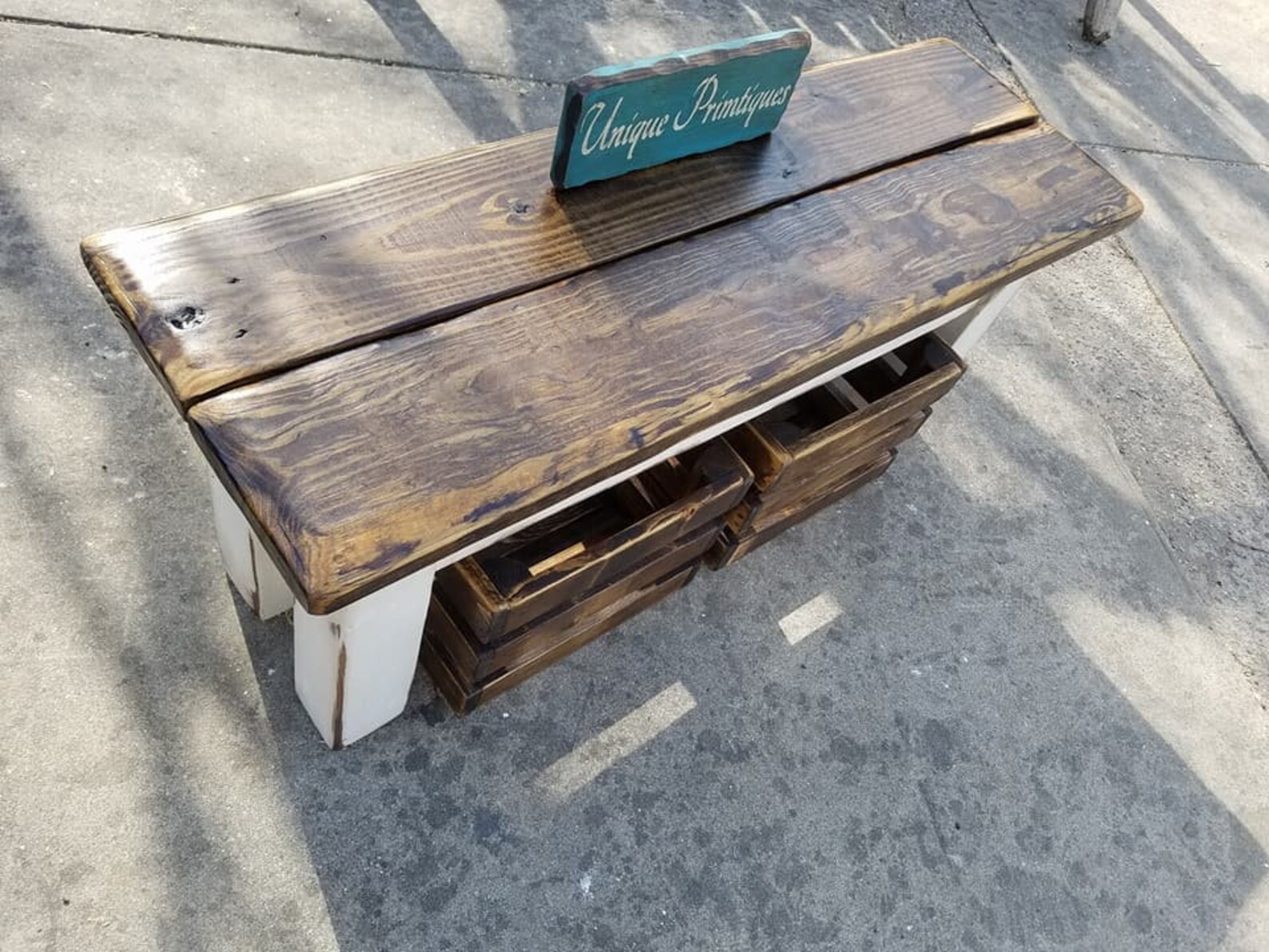 Rustic FARMHOUSE BENCH & Crates - Etsy