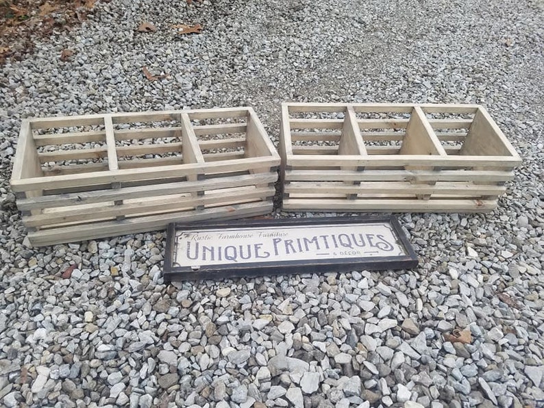 RUSTIC FARMHOUSE CRATE W/dividers Large Reclaimed Wood Farm House Wall ...