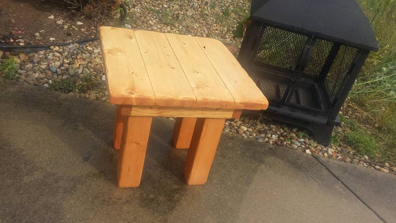 RUSTIC FARMHOUSE END Table Farm House Golden Pecan Reclaimed Wood Side ...