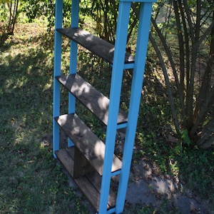 COASTAL LIVING TALL Dark Walnut Stained Mountain Blue Solid Wood Bookshelf Book Shelf Shelving Unit 11x46x80 Custom Sizes Colors Available image 1