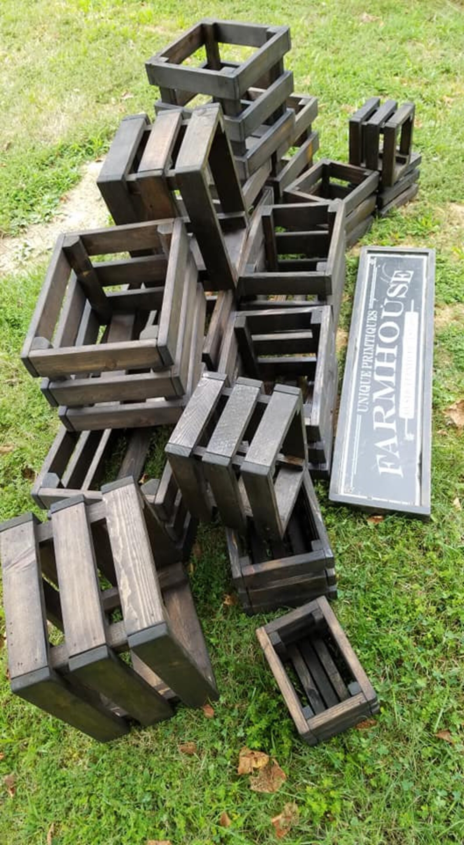 FARMHOUSE CRATE Rustic Reclaimed Wood Dark Walnut Farm House Wall Shelf ...