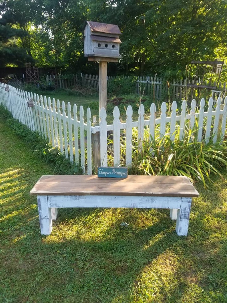 RUSTIC Wood Farmhouse BENCH Primitive Farm House Distressed Indoor ...
