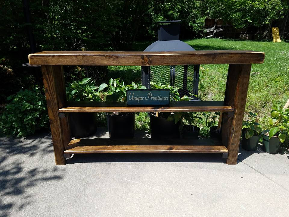 Rustic CONSOLE SOFA TABLE Long Narrow Dark Walnut Reclaimed Wood ...