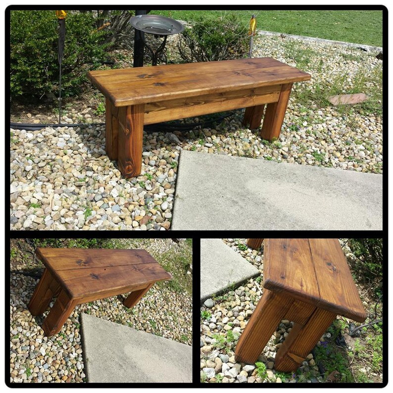 RUSTIC FARMHOUSE BENCH Primitive Farm House Burnt Golden Oak Etsy