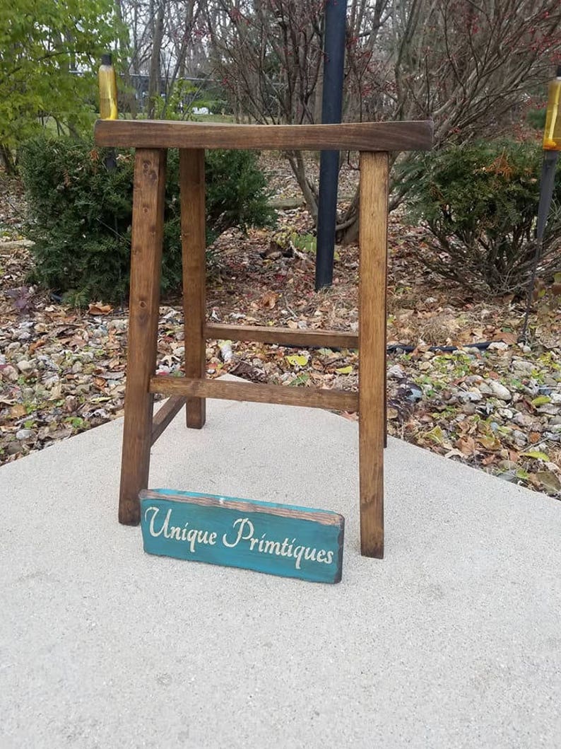 Rustic Wood BAR STOOL 24 High Malaysian Solid Oak Custom Etsy