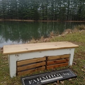 Rustic FARMHOUSE BENCH W/ Two Matching Wooden Crates - Etsy