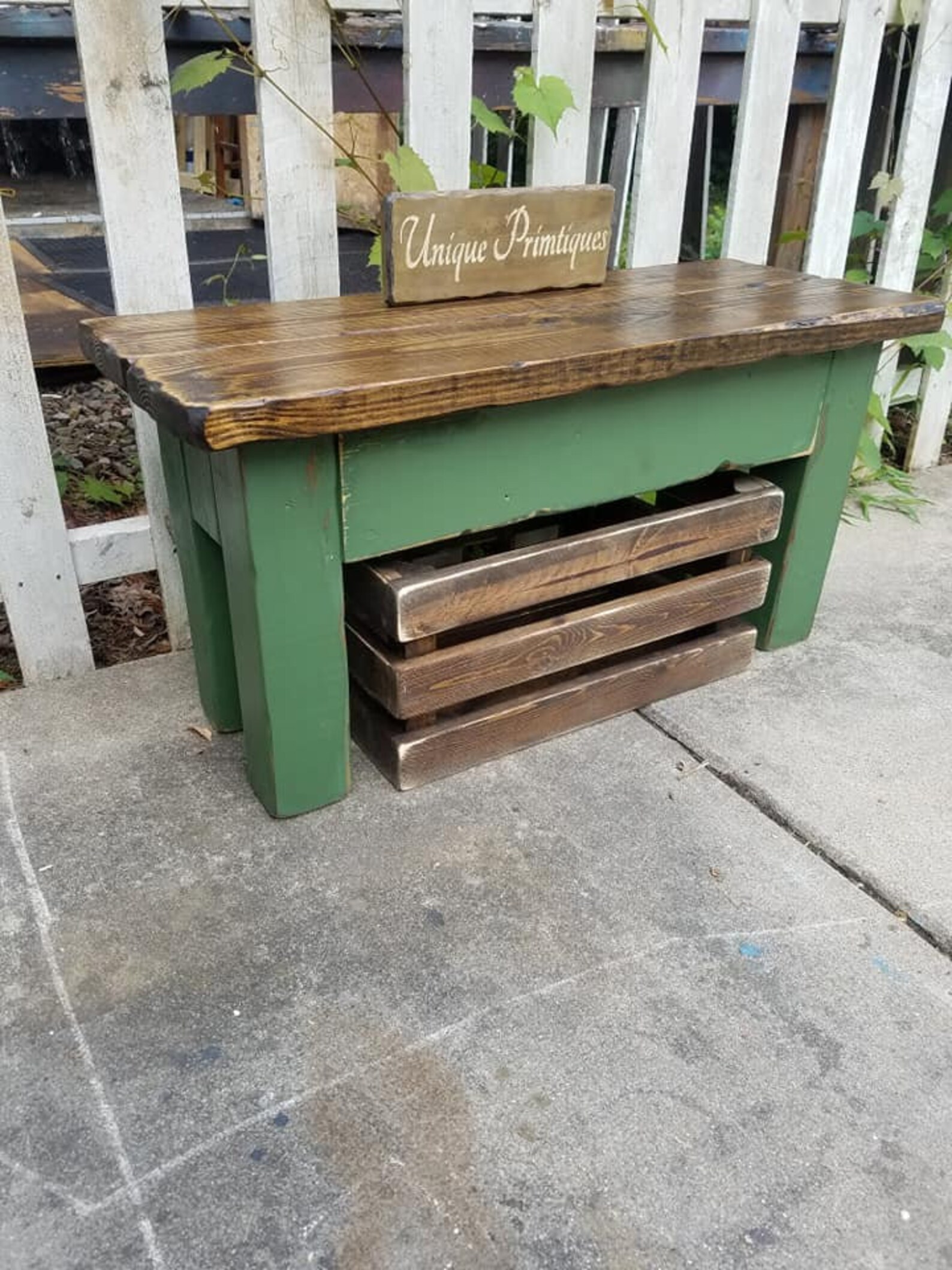 RUSTIC Wood Farmhouse BENCH Primitive Farm House Indoor Outdoor Kitchen ...