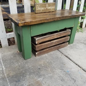 RUSTIC Wood Farmhouse BENCH Primitive Farm House Indoor Outdoor Kitchen ...