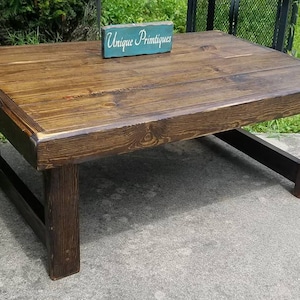 RUSTIC COFFEE TABLE Reclaimed Wood Dark Walnut Farm House Farmhouse Country Cabin Living Large 32x48x19h Custom Sizes Colors Unique