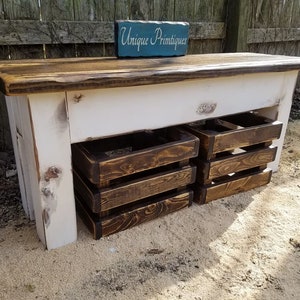 Rustic FARMHOUSE BENCH & Crates - Etsy