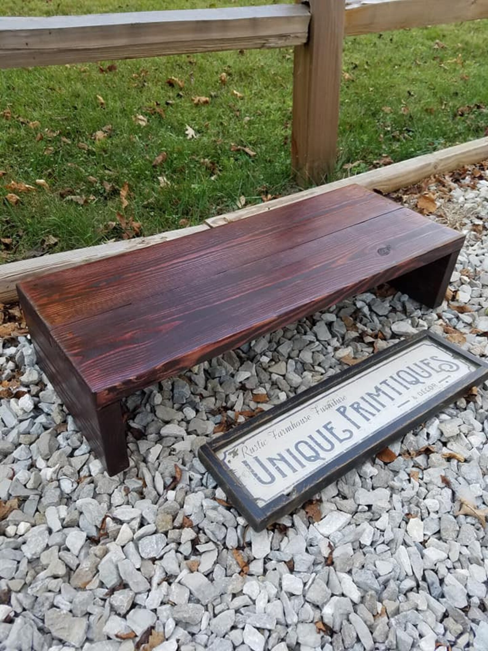 Rustic TABLE RISER Bench Large Centerpiece TV Entertainment Center ...