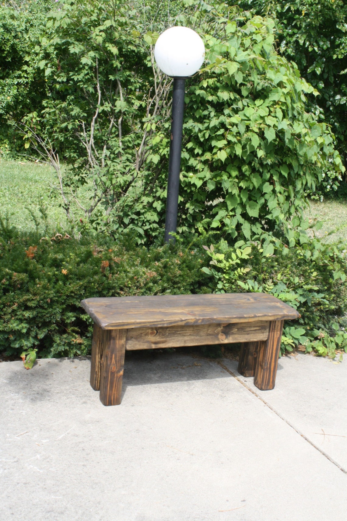 RUSTIC FARMHOUSE BENCH & Two Wood Crates Lot Dark Walnut Custom Sizes ...