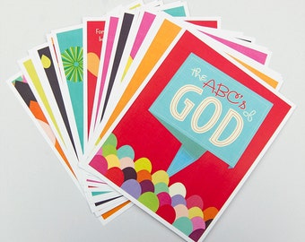 ABC Scripture Cards, Church Nursery, Christian Kids Set of 30 Bible Verse Art Prints (8x10)