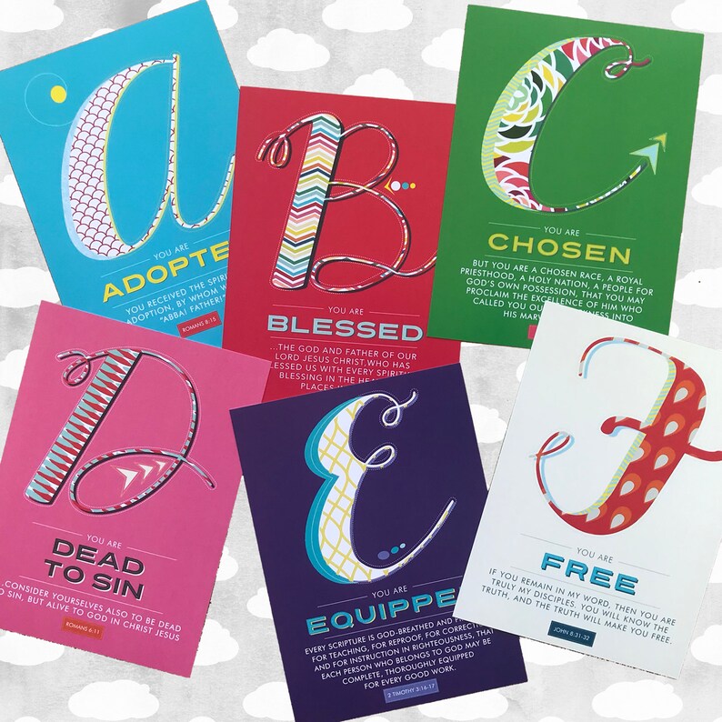 Who You Are in Christ ABC Scripture Prints, Christian Kids Set of 28 ...