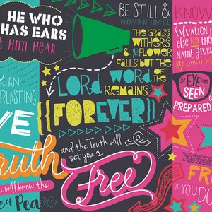 Church Kids Art, Scripture Graffiti Banners, Vector Instant Download, Large Format Posters, Stage Church VBS Decor