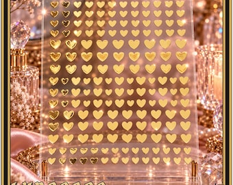 Golden Heart Metallic Gold Nail Stickers | Reflective Romantic Manicure Decals