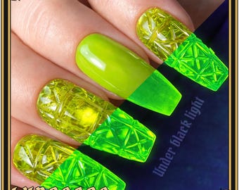 Uranium Glass - Neon Green Stained Glass Jelly Nail Polish Black Light UV