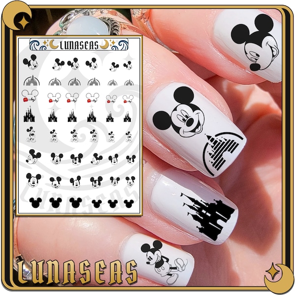 Mickey Mouse Nail Decals Happy Mickey nail tattoos / Nail decals / nail art / Disney Nail Decals