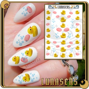 Rubber Ducky nail tattoos / Nail decals / nail art / Bath nail decals / Summer Nails
