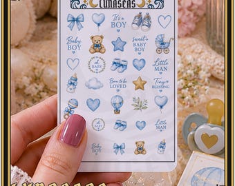 It’s A Boy Baby Shower Nail Decals | Blue Baby Boy Water Slides | Gender Reveal | Nursery