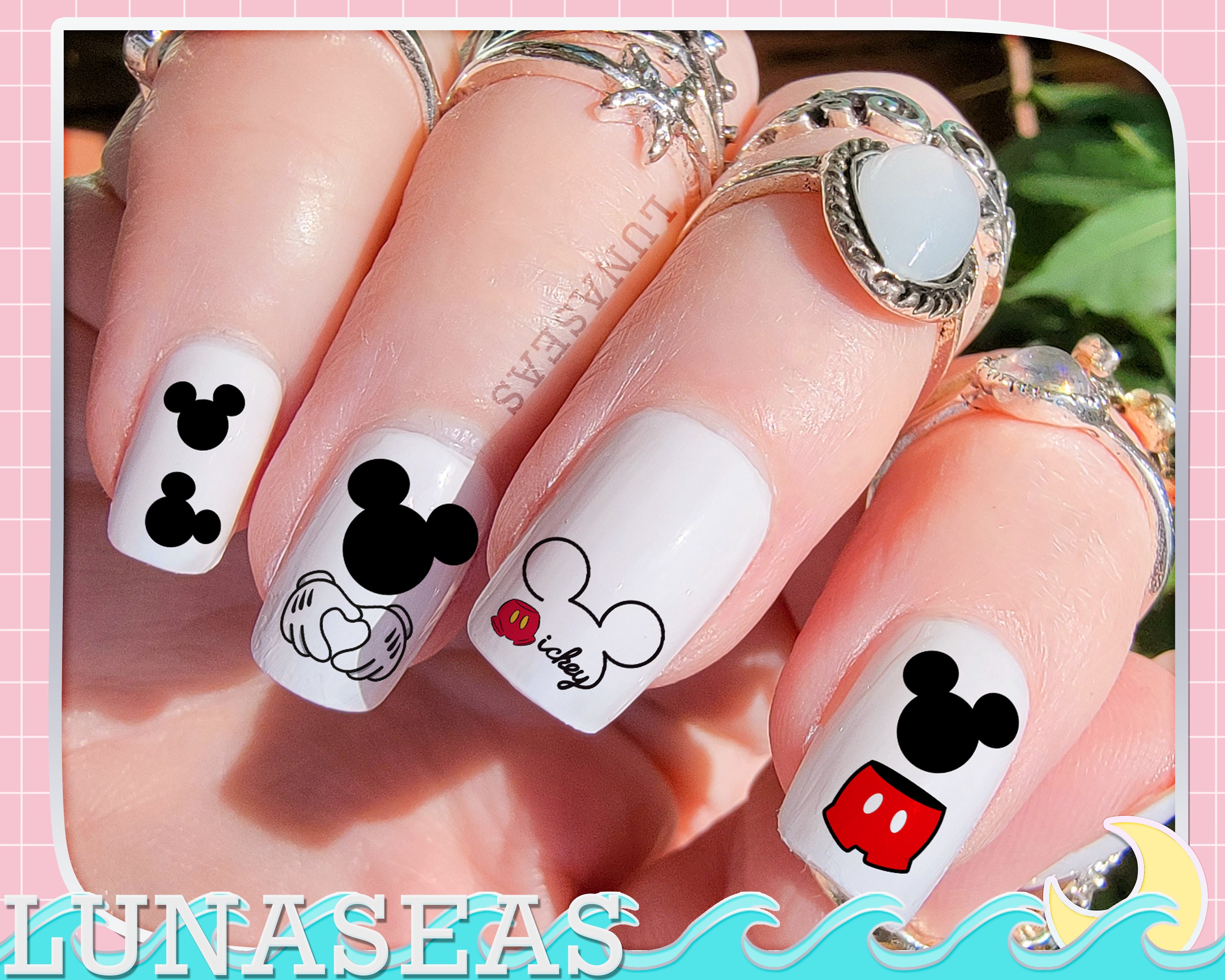 Mickey Mouse Nail Decals Simply Mickey Nail Tattoos / Nail Etsy
