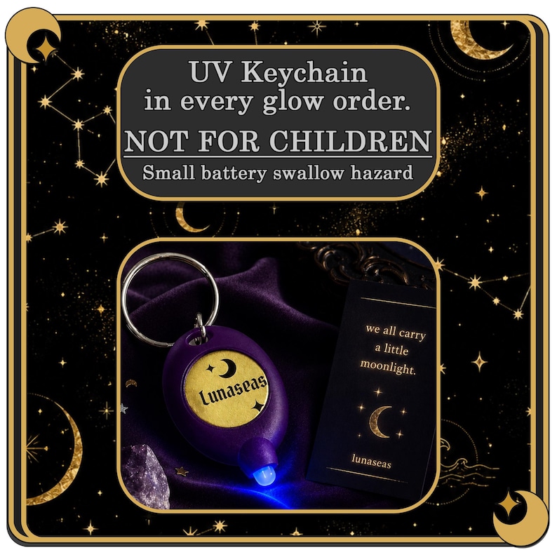 Bioluminescence Orange - Glow in the Dark Nail Polish Top Coat - UV Keychain included image 5