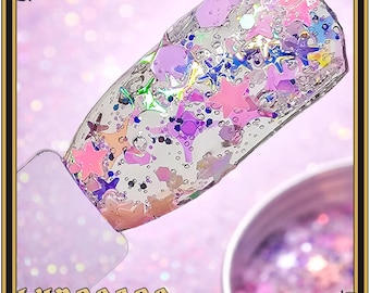 Pastel Dreams - Iridescent Star Galaxy Glitter Dip Powder Kit | Holographic Stars | Celestial Nail Dip