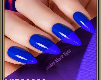 Vaporwave Blue Screen - Neon Blue Nail Polish Black Light UV | Raves | Summer | Festival