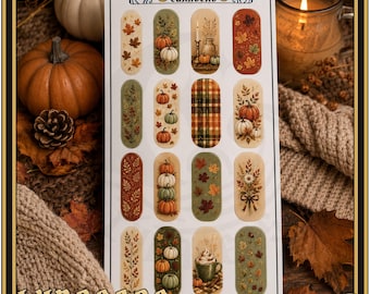 Cozy Autumn – Fall Waterslide Nail Decals with Pumpkins & Autumn Leaves