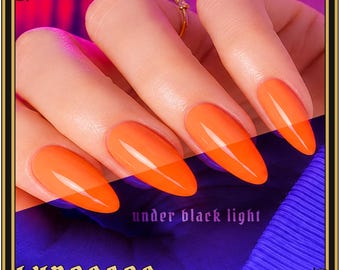 Vaporwave Sunset Error Neon Orange UV Reactive Nail Polish, Black Light Glow