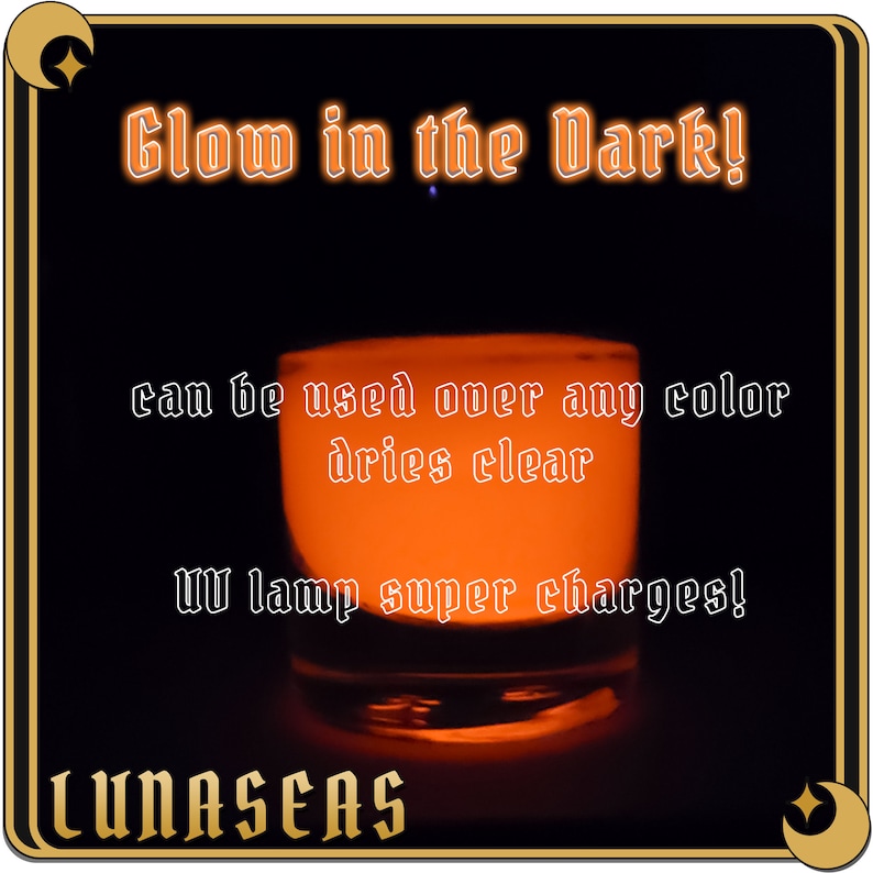 Bioluminescence Orange - Glow in the Dark Nail Polish Top Coat - UV Keychain included image 3