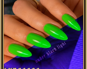 Vaporwave Neon Palms - Neon Green Nail Polish Black Light UV | Raves | Summer | Festival
