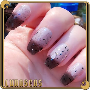 Black to Clear Thermal Nail Polish with Glitter - Darkness Seeps | Color changing Nail polish | Goth Nail Polish