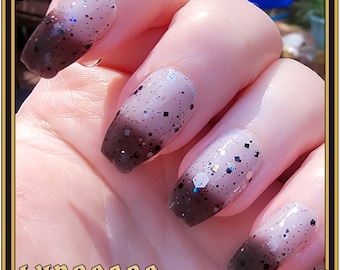Darkness Seeps - Black to Clear Glitter thermal color changing nail polish