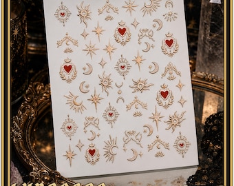 Royal Moon Rose Gold Nail Decals – Metallic Celestial Nail Stickers