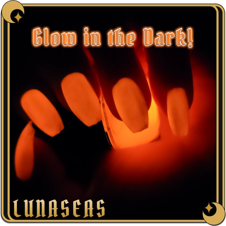 Bioluminescence Orange - Glow in the Dark Nail Polish Top Coat - UV Keychain included image 1