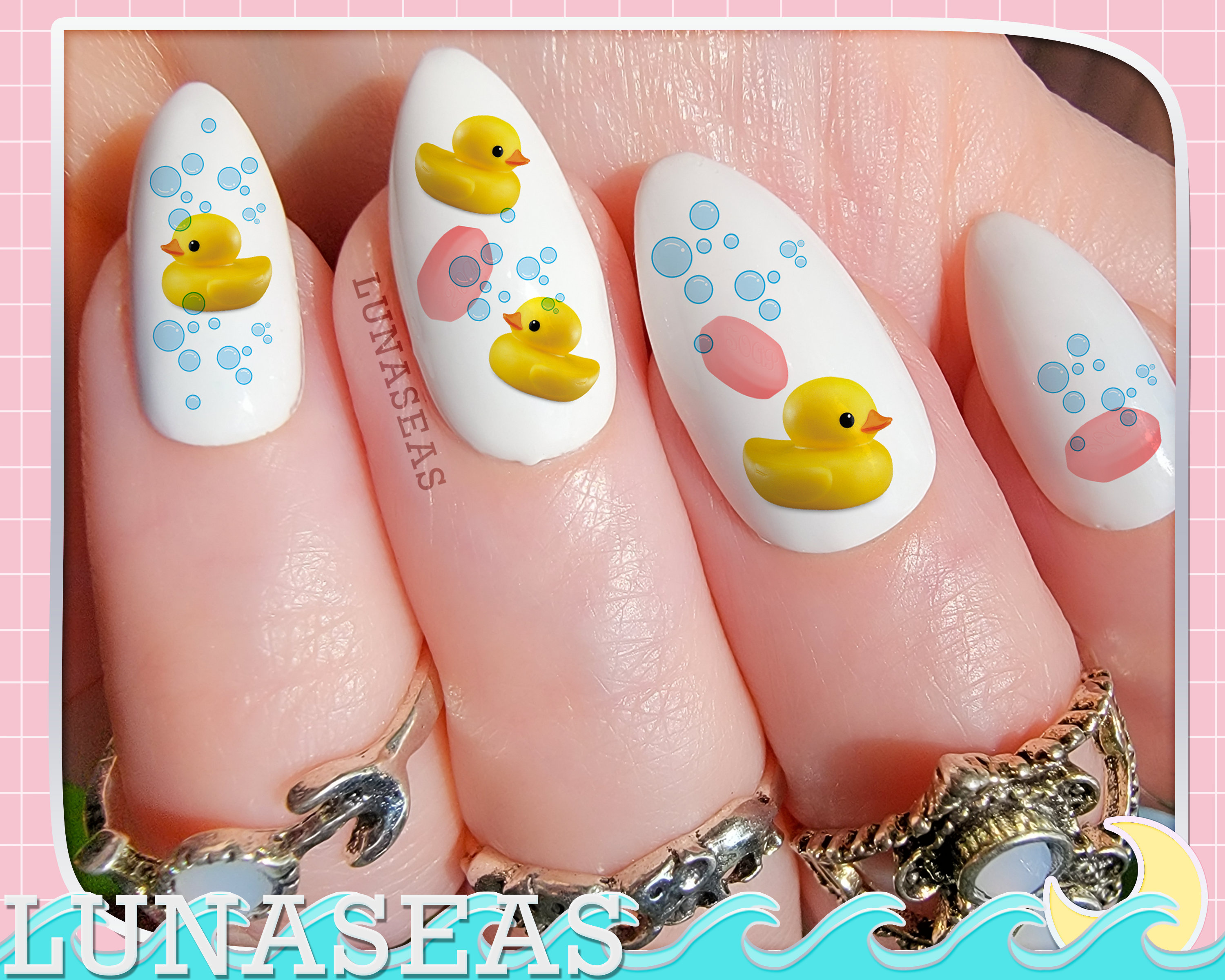 Rubber Ducky nail tattoos / Nail decals / nail art / Bath nail Etsy