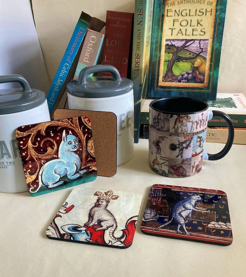 Medieval Cat coasters - set of 4 image 7